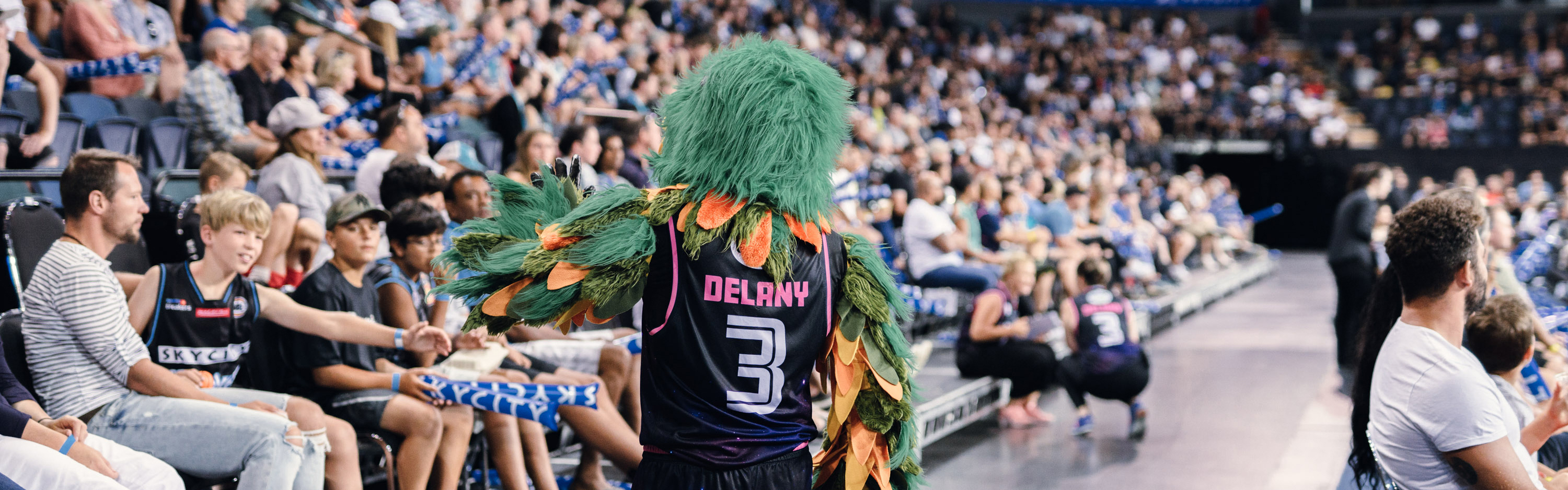 Breakers mascot engaging with crowd