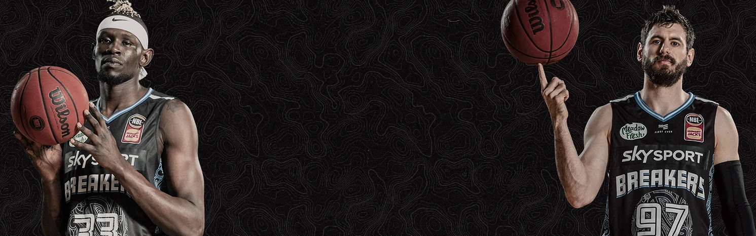 NZ Breakers players wearing team kit